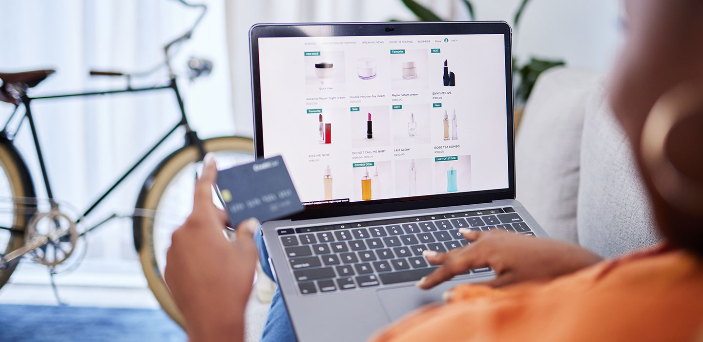 using laptop to shop amazon